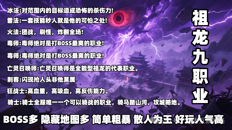 首战首区,祖龙复古神途开测,九大特色职业燃爆激情,隐藏地图玩法丰富,值得加入