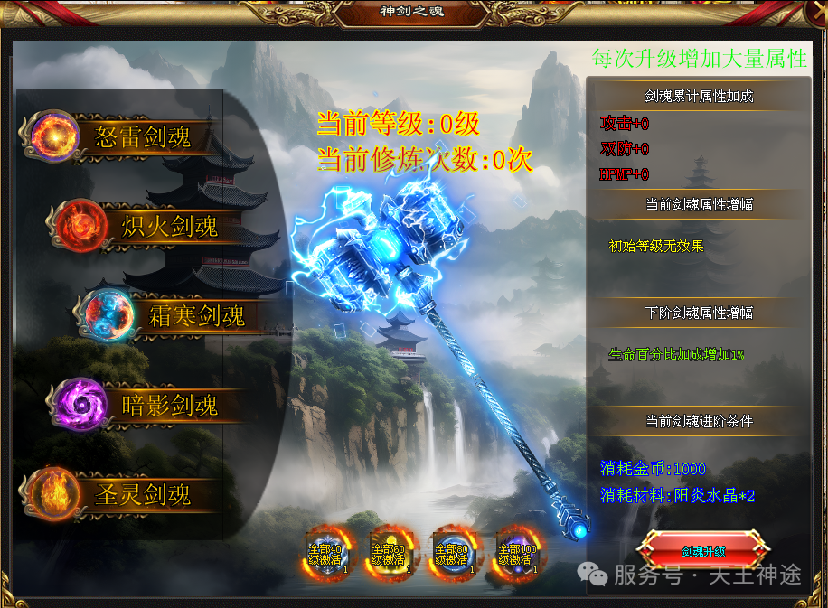 《荒古大陆》包服卡玩法全面更新、每日100元福利、0氪起号无压力、装备全靠打（神剑之魂、忘川神玉等特色玩法邀你来战）〓天王神途