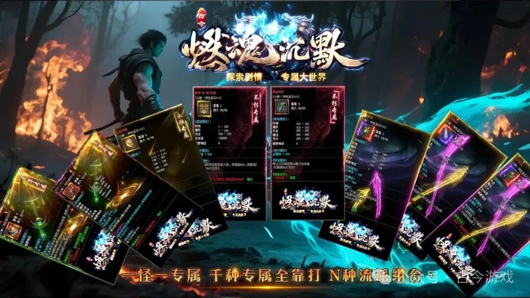 【新战首区开服】原创【燃魂沉默】专属探索版，三重活动奖千元，200+剧情，深渊、猩红梦境等超多世界，弹射切割+千件专属，N种流派