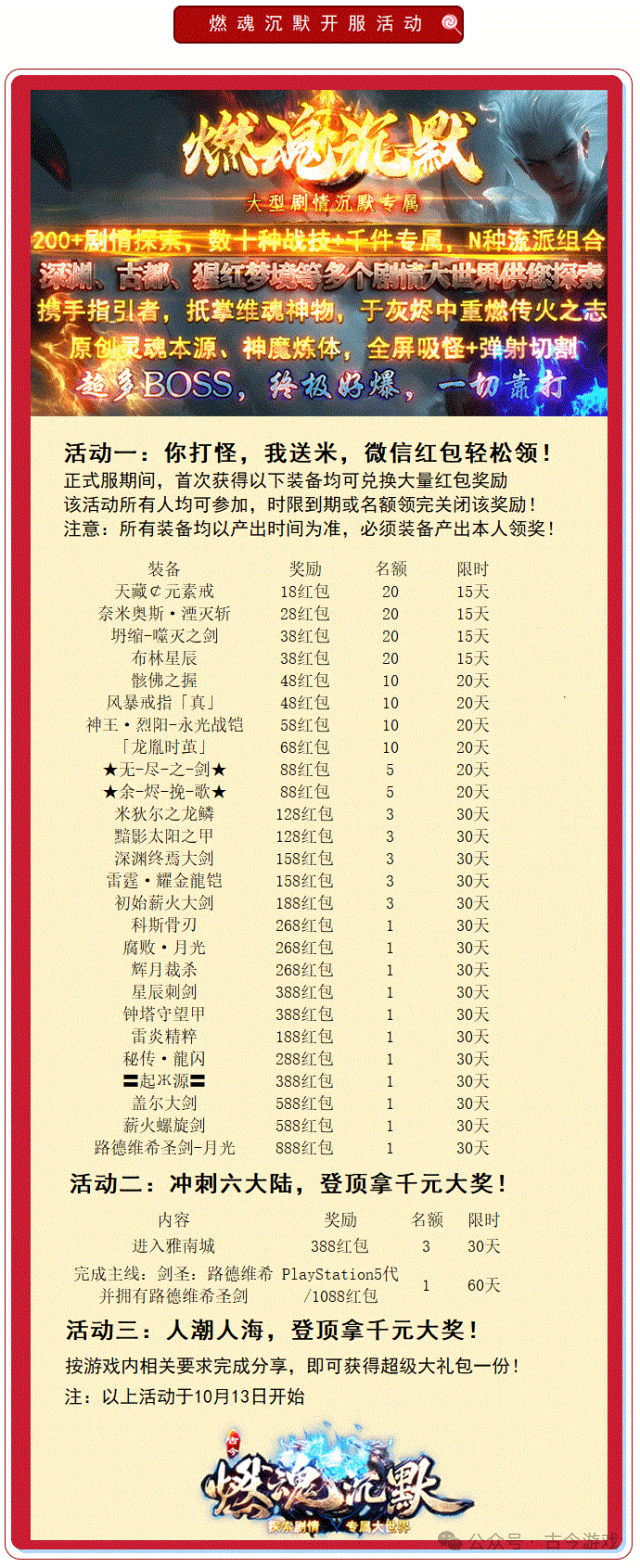 【新战首区开服】原创【燃魂沉默】专属探索版,三重活动奖千元,200+剧情,深渊、猩红梦境等超多世界,弹射切割+千件专属,N种流派